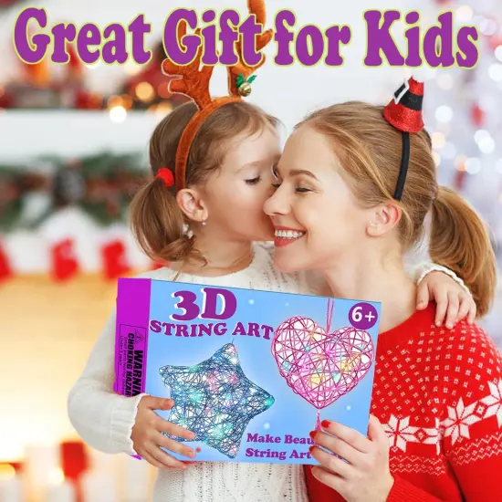 3D String Art Kits Crafts for Kids Make String Lantern with 20 Colored LED Bulbs {5}