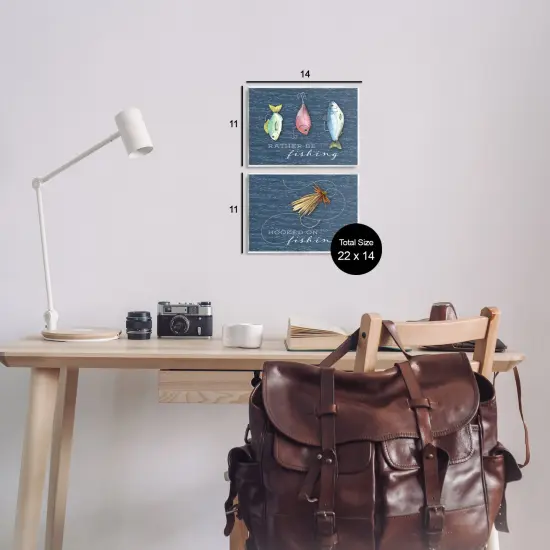 Stupell Industries Recreational Fishing Phrases 2pc Wall Plaque Set By Holly Thomas Stein {3}