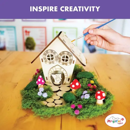 Wooden Fairy House Craft Kit for Kids DIY Fairy Garden with Paints & Decorations {3}