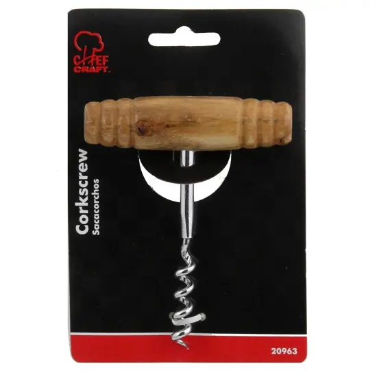 Chef Craft T-Shaped Corkscrew with Wooden Handle - Simply Screw into Cork and Pull {3}