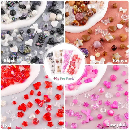 TINKRSTUFF Assorted 180-240PCS Acrylic Beads for Bracelet Making, Bow Butterfly Candy Heart Gummy Bear Kawaii Aesthetic Bracelet Charms,Cute Beads for Jewelry Making DIY Necklace Keychain Phone Charm {5}