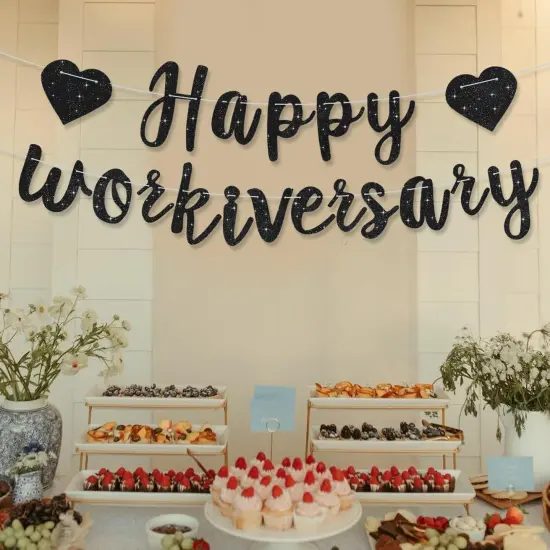 Black Glitter Happy Workiversary Banner - NO DIY {5}