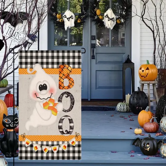 Halloween Ghost Boo Garden Flag 12x18Inch(Gray) {4}