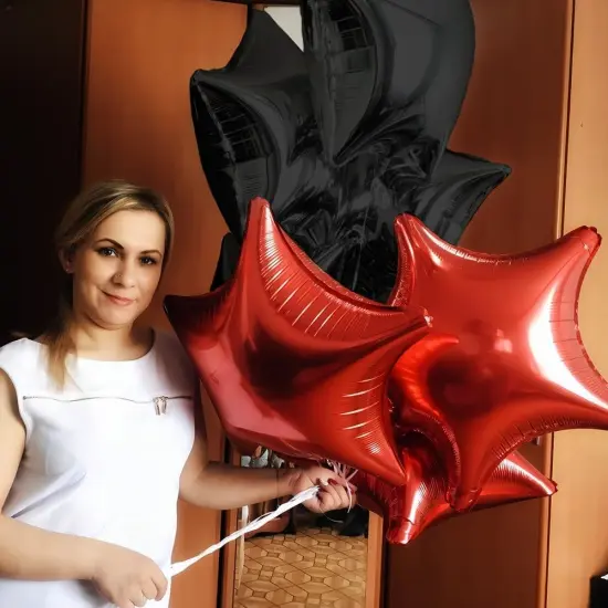 18 Inch Star Shaped Foil Helium Balloons(Black and Red) {2}