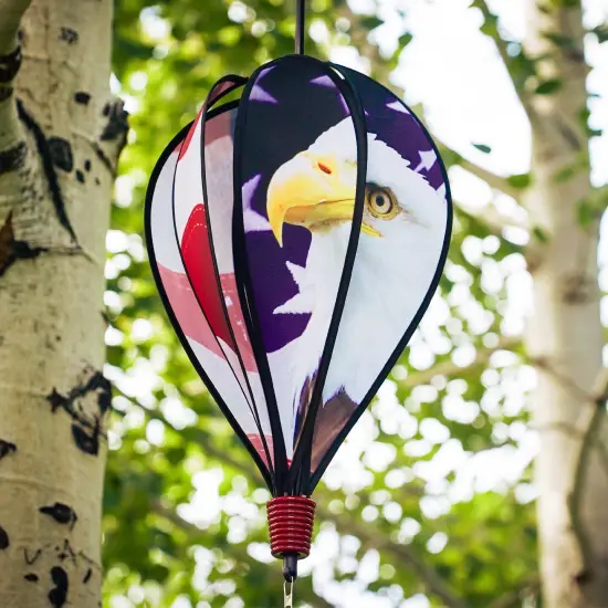 In the Breeze 0979 - American Flag and Eagle Hot Air Balloon Spinner - Outdoor Hanging Decoration {5}