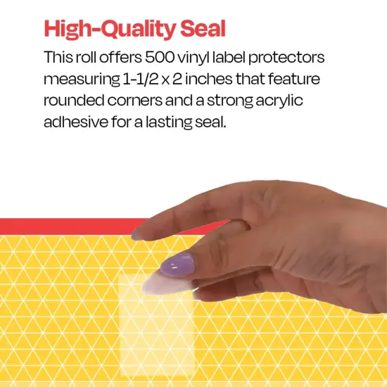 School Smart Vinyl Label Protectors, Round Corner Rectangle, 1-1/2 x 2 Inches, Clear, Pack of 500 {7}