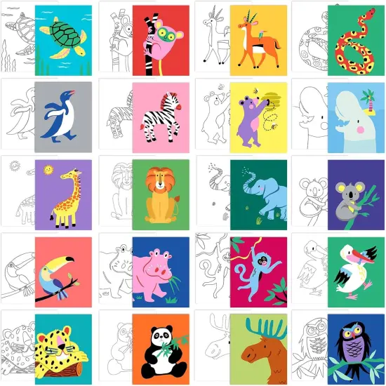 20Pcs Pre Drawn Canvas - 8 x 10 Inch (Funny Animals) {1}