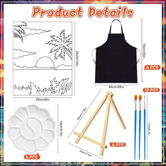 48 Pcs Pre Drawn Canvas Painting Kits (Seaside Sunset) {2}