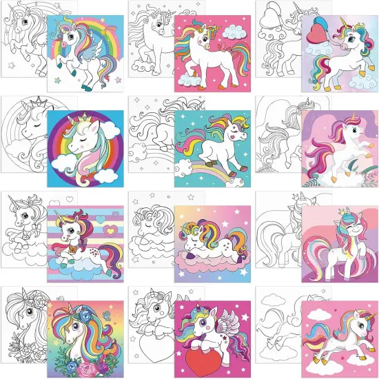 12 Pcs Pre Drawn Canvas to Paint - 8 x 8 Inch (Unicorn) {1}