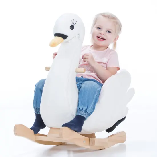 Gerardo's Toys: Little Rockers - Swan - Wooden Plush Ride-On Rocking Animal Toy, Plays Music, Removable Soft Fabric Cover, Toddler & Kids Ages 24mo+ {3}