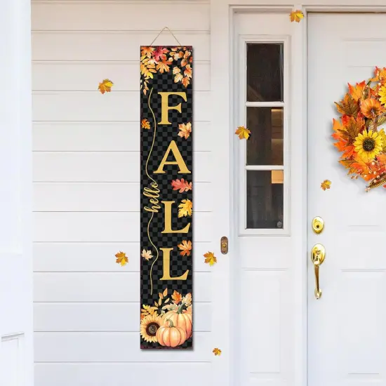 Farmhouse Autumn Wooden Welcome Sign Stand (Black) {5}