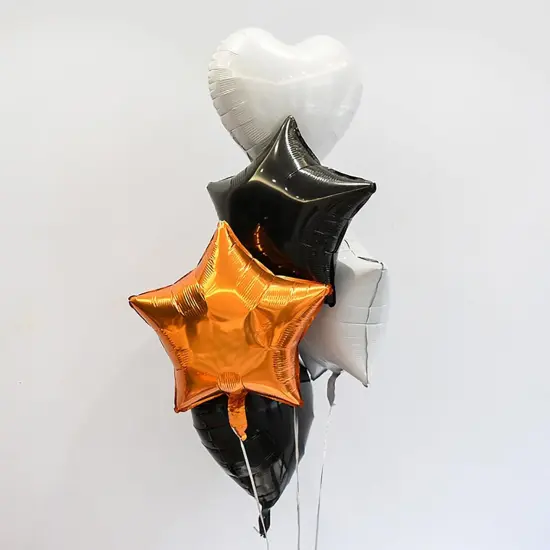 10 Pcs 18 Inch Star Foil Balloons (Black Orange) {3}