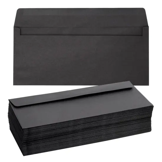 100 Pack #10 Black Envelopes with Square Flap for Mailing Letters, Invitations (9.5 x 4.13 x 0.01 inches) {1}