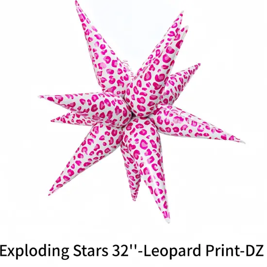 2Pcs 32 Inch Pink leopard explosion star balloon(Pink 2 Pcs) {4}
