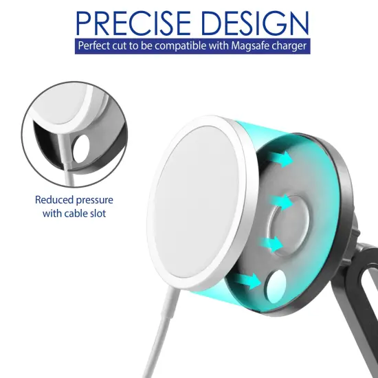 Insten Car Cup Phone Holder Compatible with Magsafe Charger Wireless Charging Pad, Long Adjustable Mount Cradle Black {2}