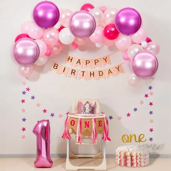 6Pcs Hot Pink and Pink Round Foil Balloons(Hot Pink) {3}
