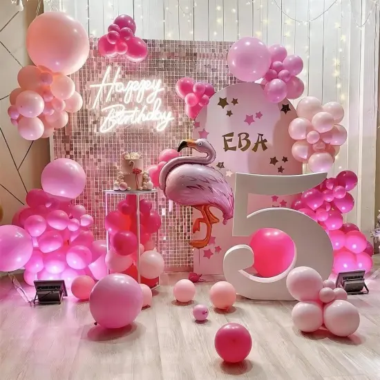 140pcs 18 12 10 5 Inch Different Sizes Pack Party Latex Balloons (Hot Pink {1}