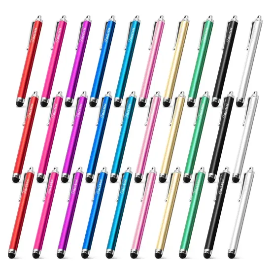 Insten 30 Pack Universal Stylus Pen for Touch Screens, Capacitive Stylus for Tablet Smart Phone All Touch Screen Devices, 10 Multicolor {1}