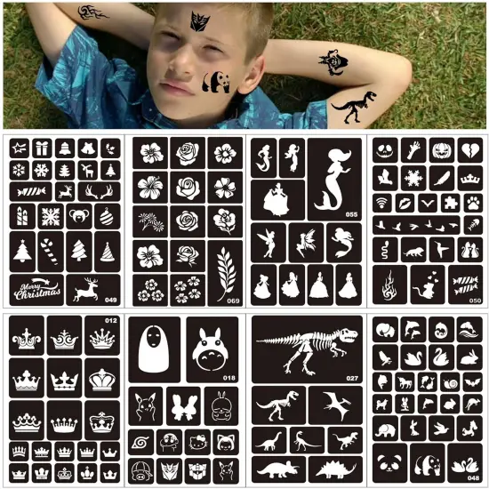 262pcs Temporary Tattoos Stencils(White) {3}