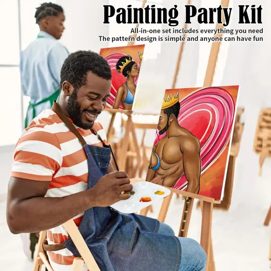 2 Pack Date Night Canvas Painting Kit - 8 x10 Inches (Afro Couple) {3}