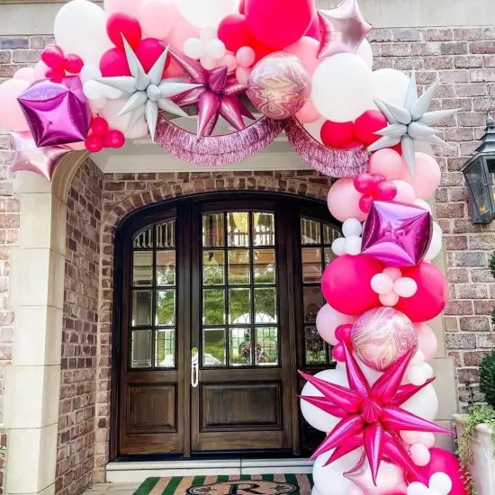 50 Pcs Hot Pink Foil Cone Star Balloons(26 Inch Hot Pink) {4}