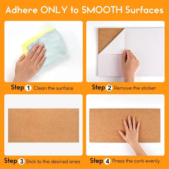 6 Pack Bulletin Cork Boards With 100 Push Pins (17"x8") {4}