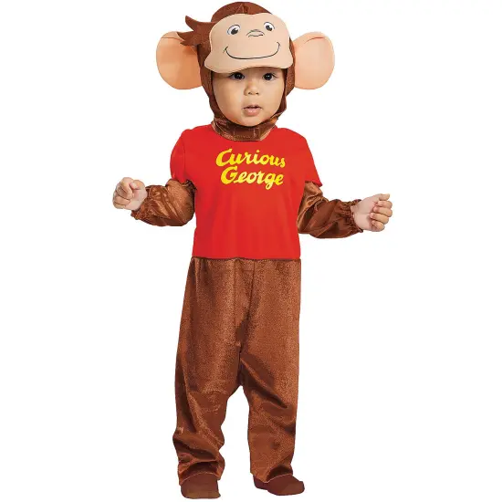 Curious George Toddler Costume Plush Jumpsuit with Character Headpiece {1}