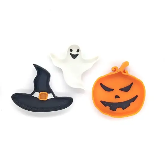 Tiny Halloween Plates for 1:12 Scale Dollhouse Decor, 3 pcs, Witch Hat Pumpkin & Ghost, Adorabilities {4}