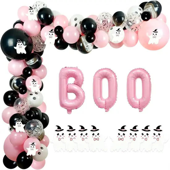 122Pcs Pink Black Balloons Decorations(Pink, Black) {1}