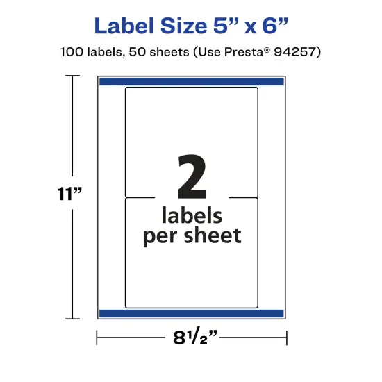 Avery Glossy Clear Rectangle Labels with Sure Feed, 5" x 6" {5}