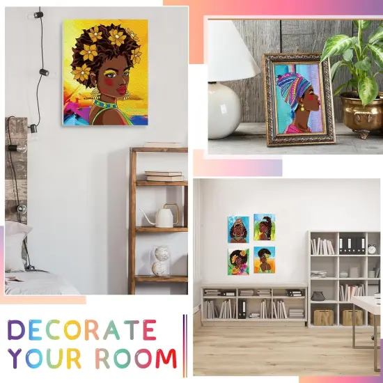 10 Pcs Afro Queen Pre Drawn Canvas - 8 x 10 Inch {5}