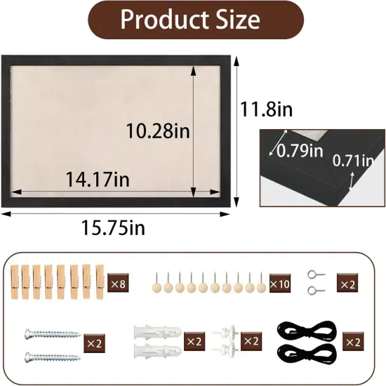 Cork Boards for Walls, 16 X 11 in Wall Mounted Photo Board(Black) {2}