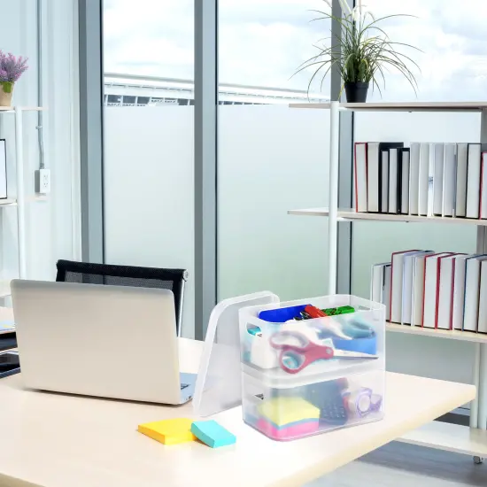Sorbus Stackable Plastic Frosted Organizer Bins (2 Pack) - Perfect for storing items maintaining space neat and decluttered {5}