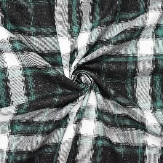 Green-Black-Silver Sparkle Famous Maker Cotton Plaid Twill Woven Fabric By the Yard {1}