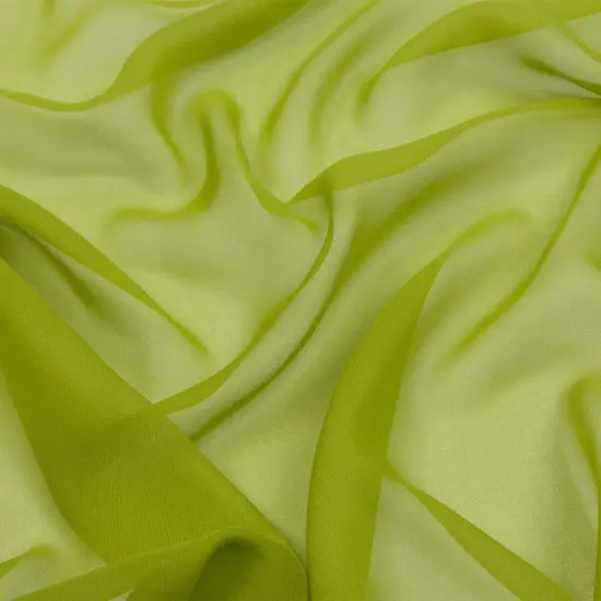 1 Yard Peridot Green Silk Chiffon Lightweight Sheer Fabric for Elegant Draping, 44 Inches Wide {1}