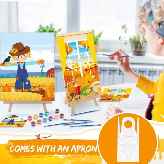 72 Pieces Pre Drawn Canvas Paint Kit - 8" x 10" (Fall) {5}