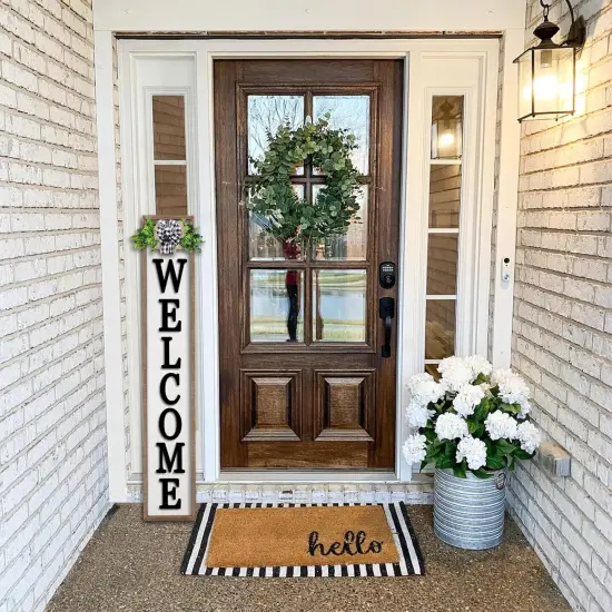 3D Outdoor Welcome Sign for Front Porch Standing 45"X9(Wood White-Wood Sign) {2}