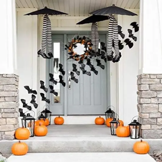 22 Inch Black Halloween Spider Wreath with Mapple Leaves {3}