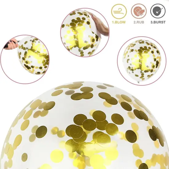 2 Inch Pastel Pink Pearl White Metallic Chrome Gold Confetti Latex Balloons(Pink White Gold) {3}