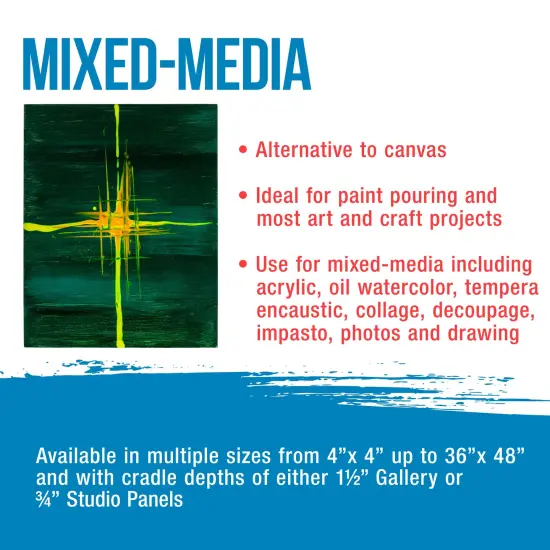 Unfinished Cradled Wood Panels for Painting, 2 Pack of 18x36 inch - Gallery Birch Wooden Canvas Boards 1-1/2" Deep - Mixed-Media Craft, Acrylic, Oil, Encaustic, Paint Pouring {5}