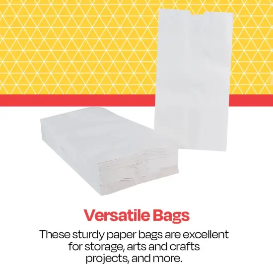 School Smart Paper Bags with Flat Bottom, 6 x 11 Inches, White, Pack of 100 {7}