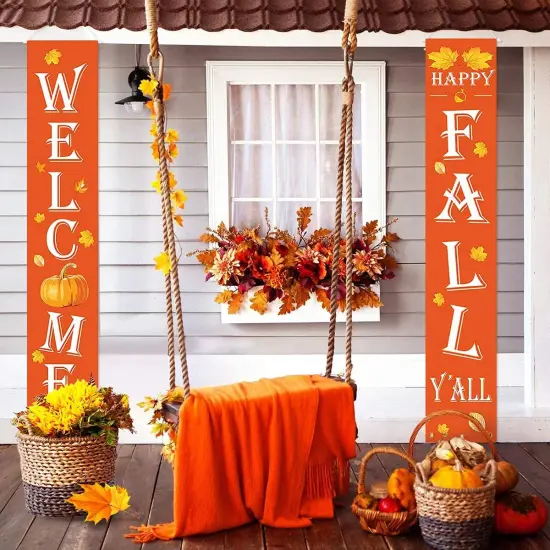 Welcome Fall Decor Porch Banner (WELCOME FALL) {6}