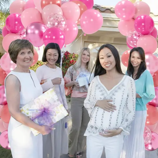 12inch Metallic Dusty Pearl Pastel Baby Hot Pink Balloons (Pink) {5}