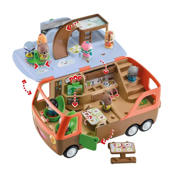 Timber Tots: Camper Van - 3pc Travel Vehicle & Character Playset, Seal Animal Figurine, Open & Reveal, Carry Handle Nature, Toy, Kids & Toddlers 18Mo+ {3}