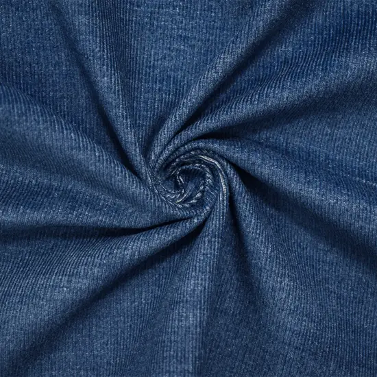 Blue-White Famous Maker Cotton-Rayon Striped Corduroy-Like Woven Fabric By the Yard {1}