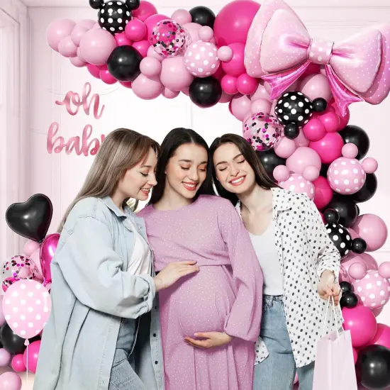 123pcs Pink and Black Balloon (Pink, Black) {5}