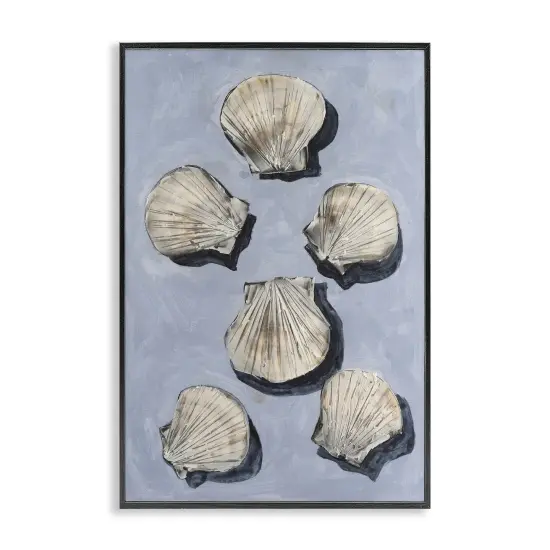 Stupell Industries Embellished Seashells Over Blue Framed Giclee, design by Michael Willett {1}