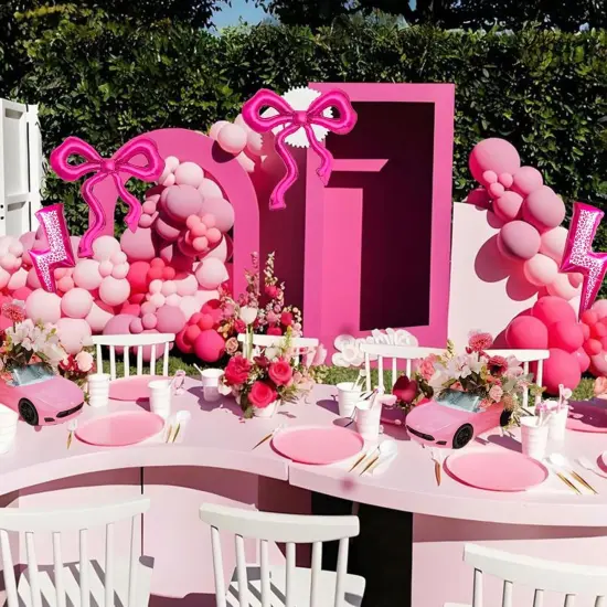 6pcs Hot Pink Bow Balloons (Hot Pink) {3}