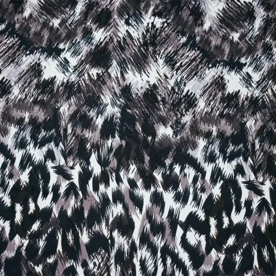 Black-Gray-Multi Polyester Abstract Printed Charmeuse Woven Fabric By the Yard {3}