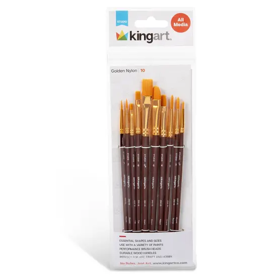 KINGART&reg; Gold Nylon Brush Set 10 pc {1}
